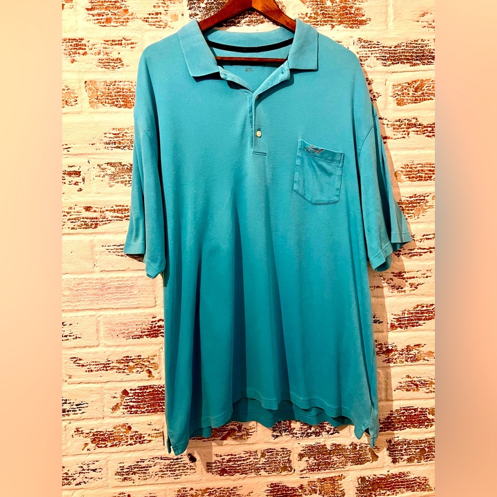 Greg Norman Turquoise Polo Shirt 100% Cotton Short Sleeve Size XXL